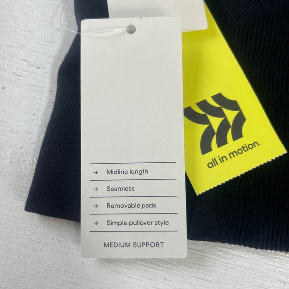 All In Motion Seamless Racer Midline Sports Bra Womens Medium Black New - Picture 6 of 9
